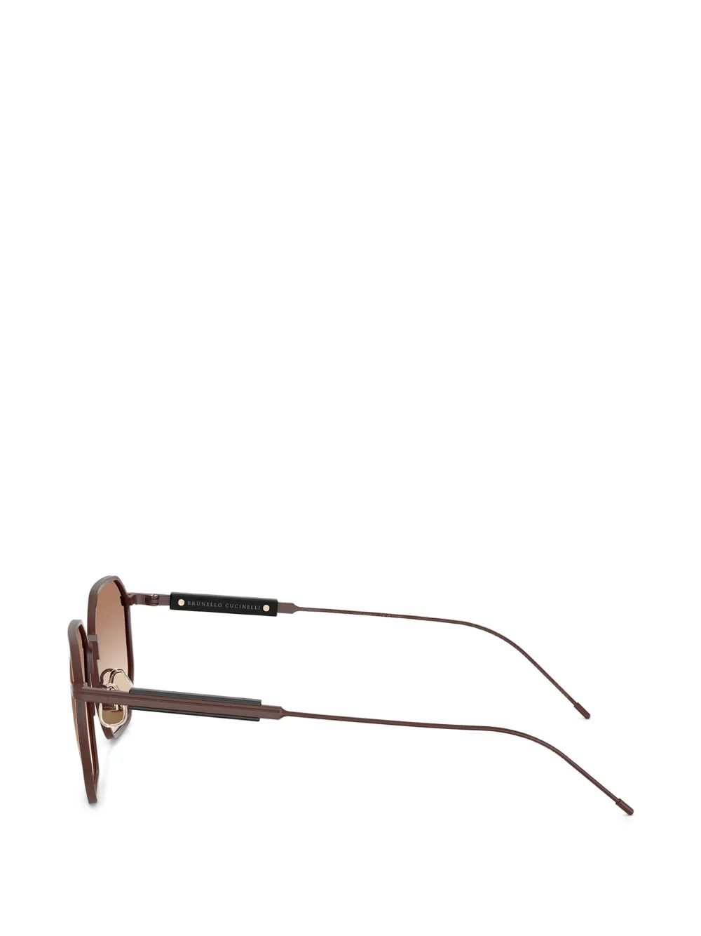 Brunello Cucinelli Zonnebril met geometrisch montuur Bruin