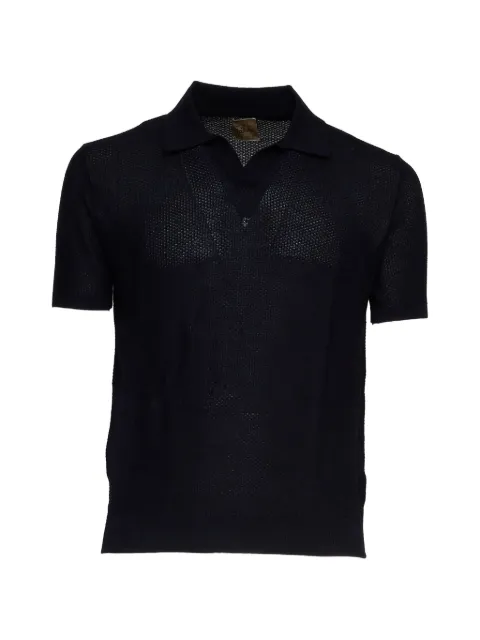 RAKKI honeycomb-knit V-neck polo shirt
