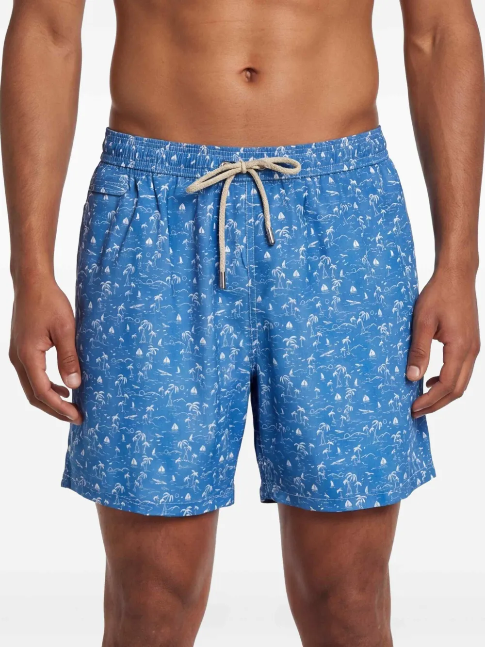 MC2 Saint Barth Wave Toile zwembroek met trekkoord Blauw