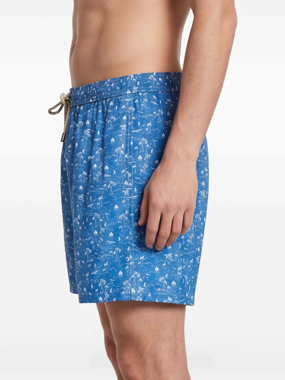 MC2 Saint Barth Wave Toile zwembroek met trekkoord Blauw