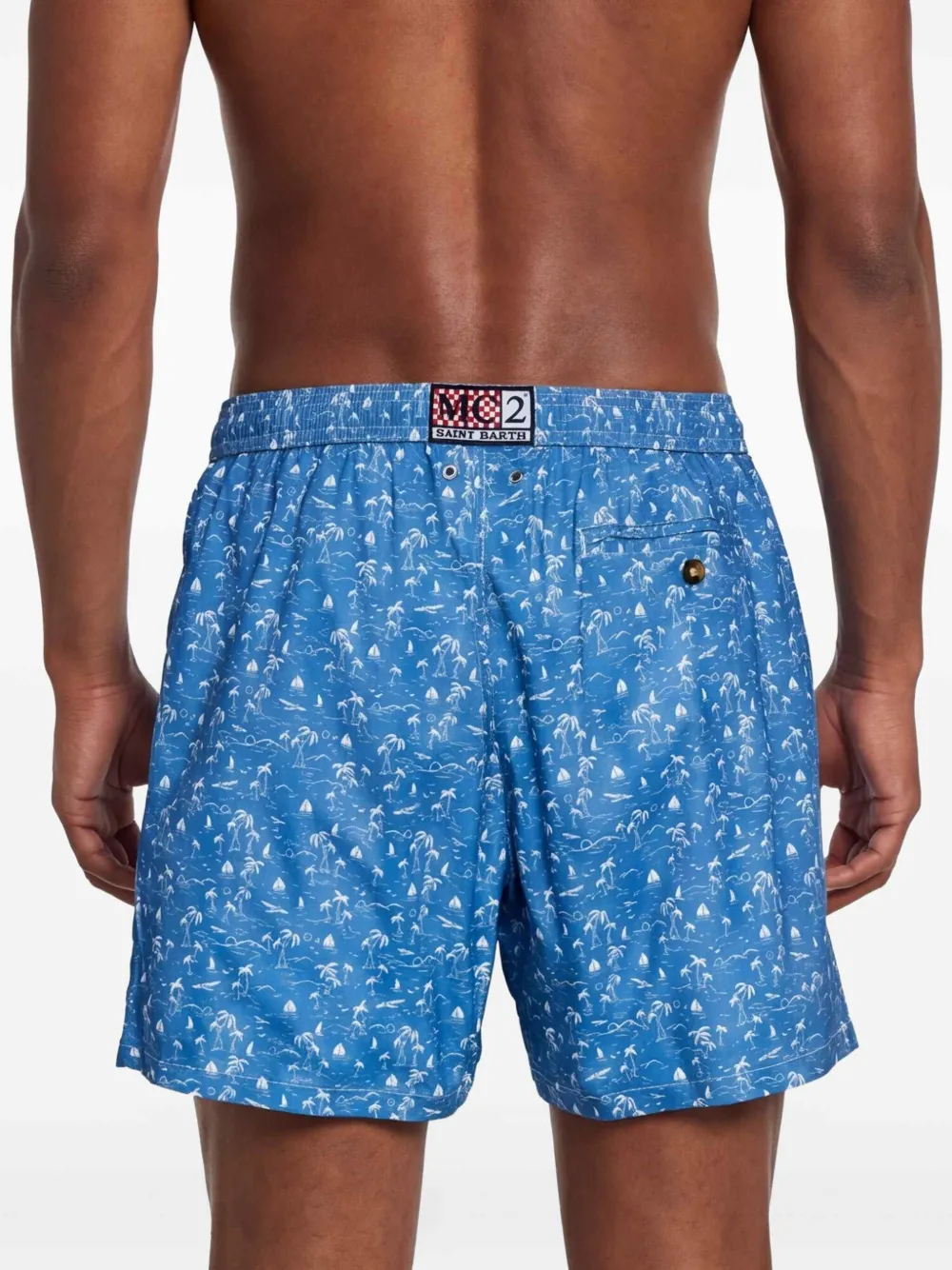 MC2 Saint Barth Wave Toile zwembroek met trekkoord Blauw