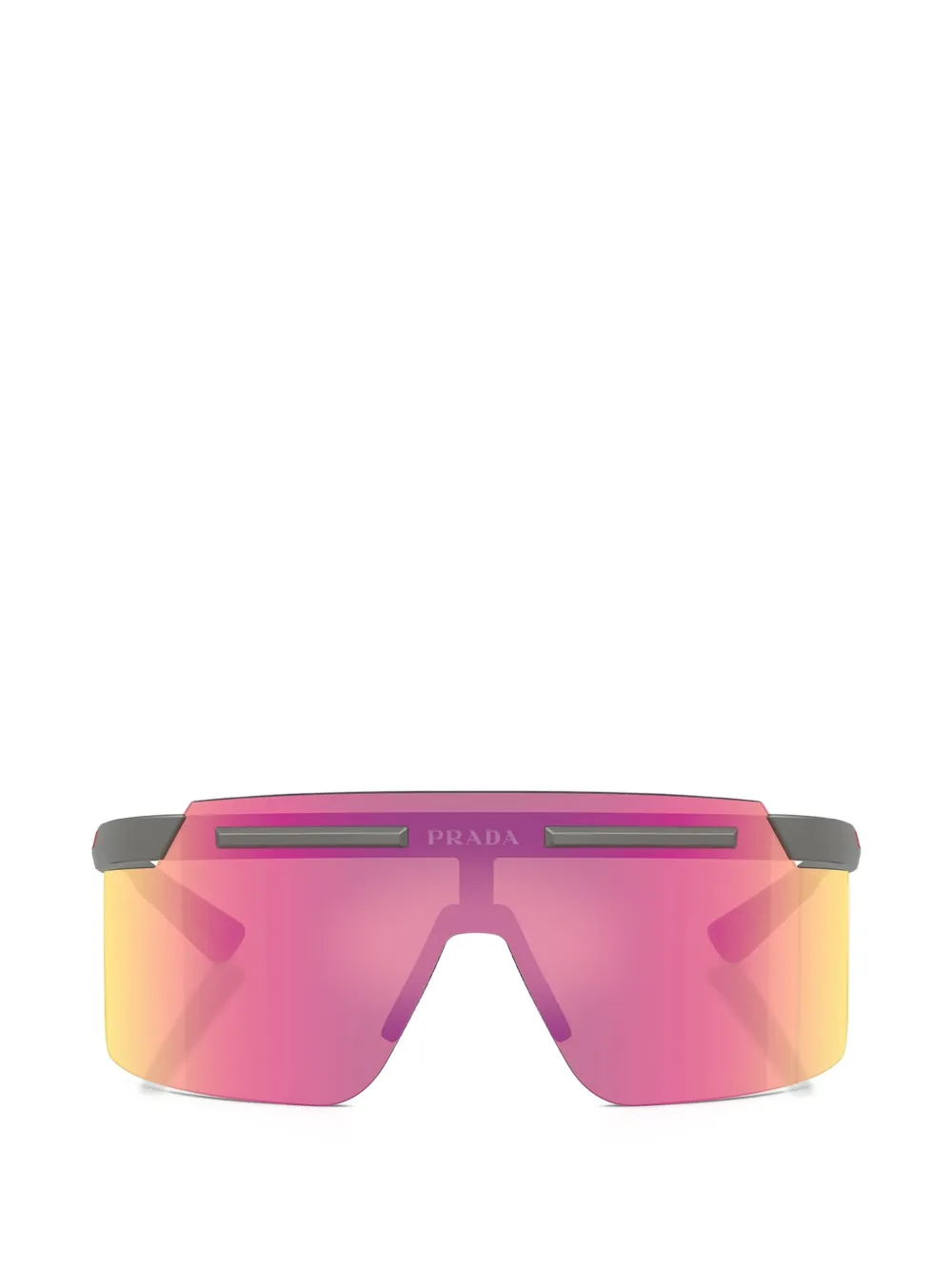 Prada Linea Rossa Sonnenbrille mit Shield-Gestell - Grau