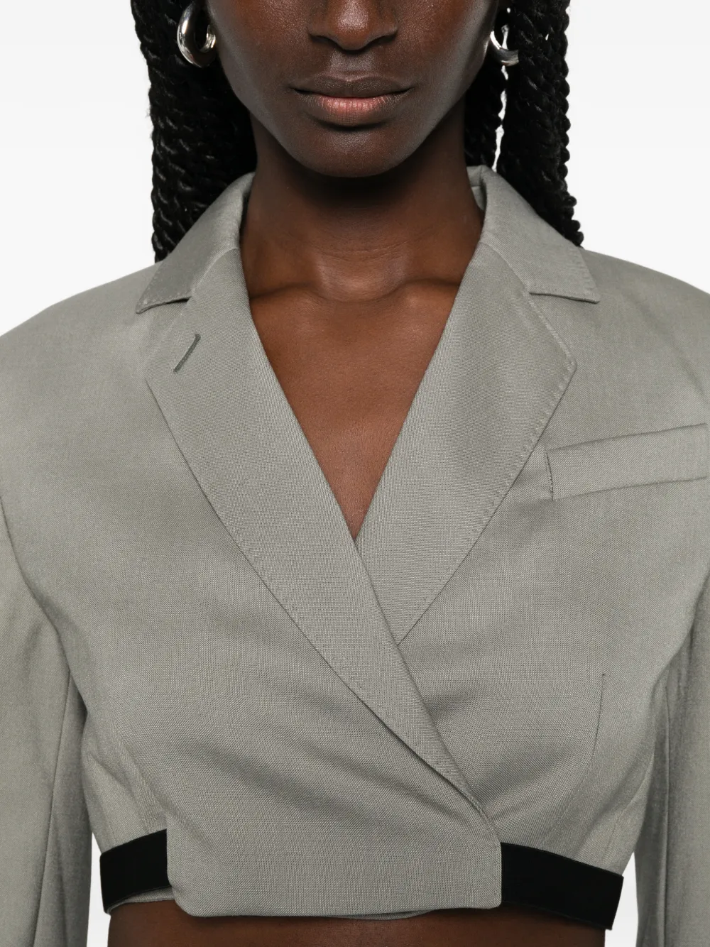 Max Mara Cropped jack met gekerfde revers Grijs