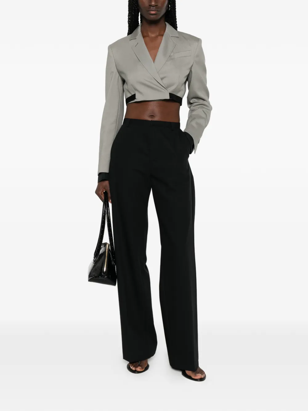 Max Mara Cropped jack met gekerfde revers Grijs
