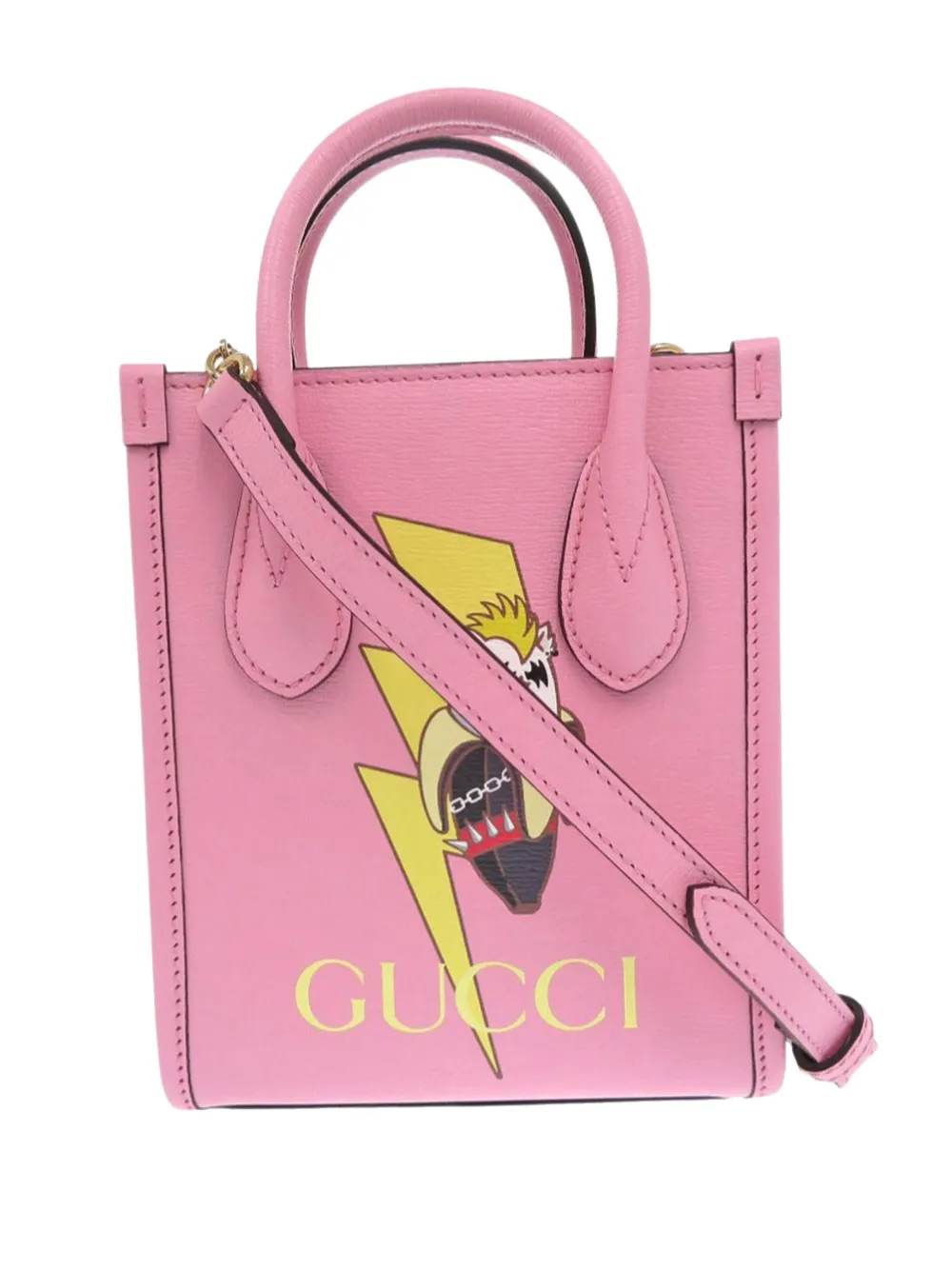 Gucci Pre-Owned 2016-2026 BNF Mini Textured Dollar Calfskin Bananya Print Vertical Tote satchel - Rosa