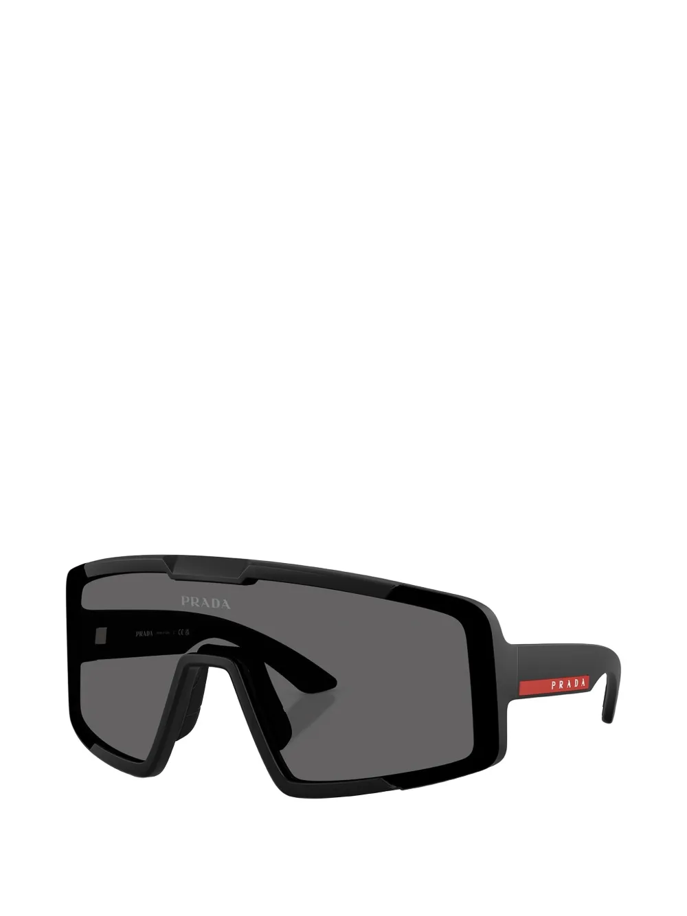 Prada Linea Rossa Zonnebril met schild montuur Zwart