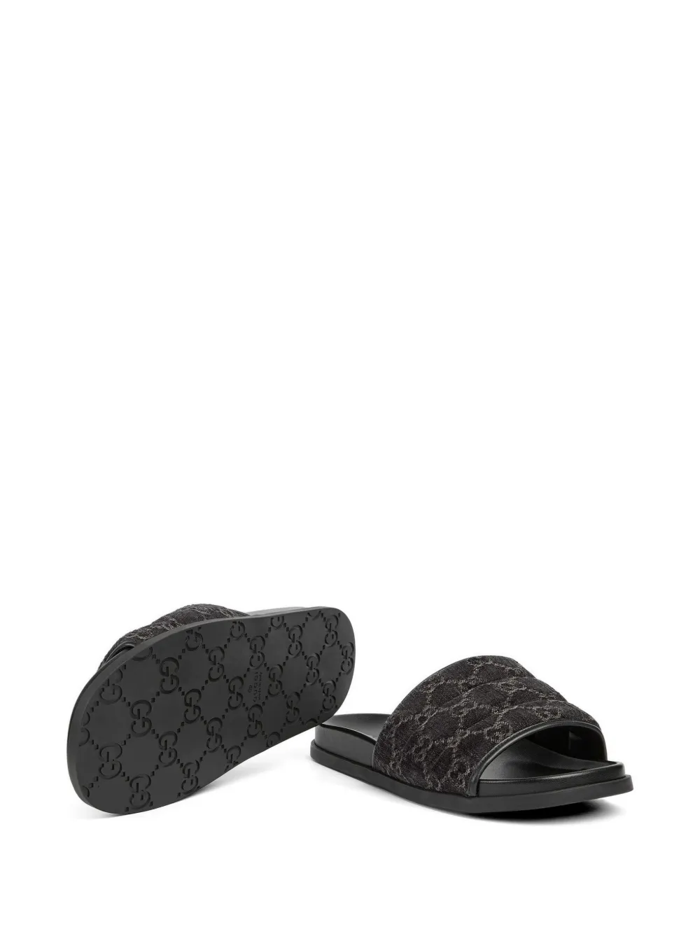 Gucci logo-pattern quilted sandals Zwart