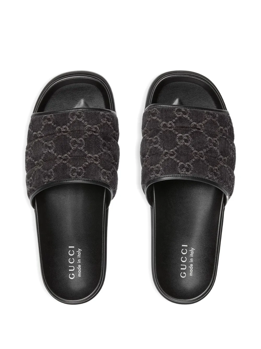 Gucci logo-pattern quilted sandals Zwart