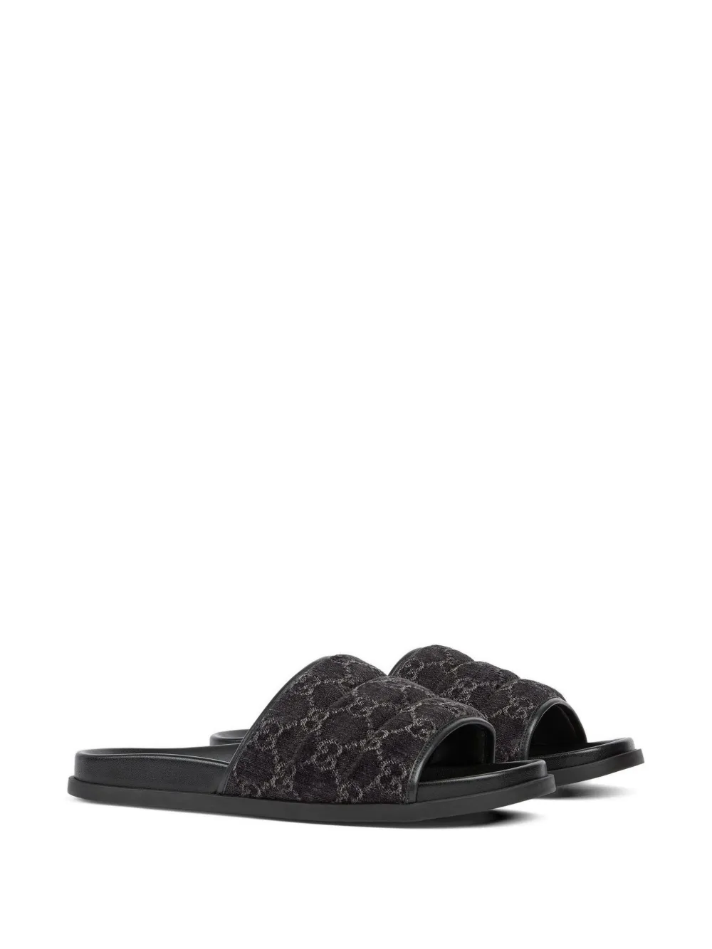 Gucci logo-pattern quilted sandals Zwart