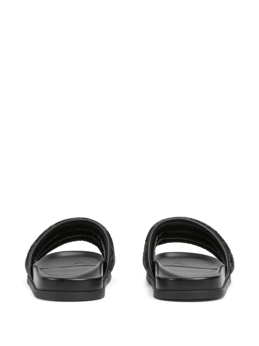 Gucci logo-pattern quilted sandals Zwart