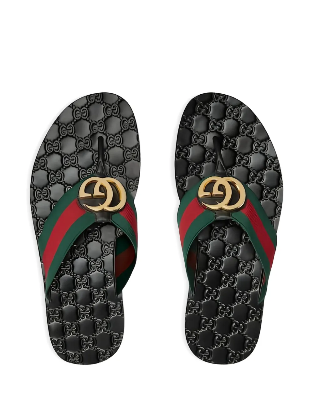 Gucci Riviera striped logo-detail sandals Groen