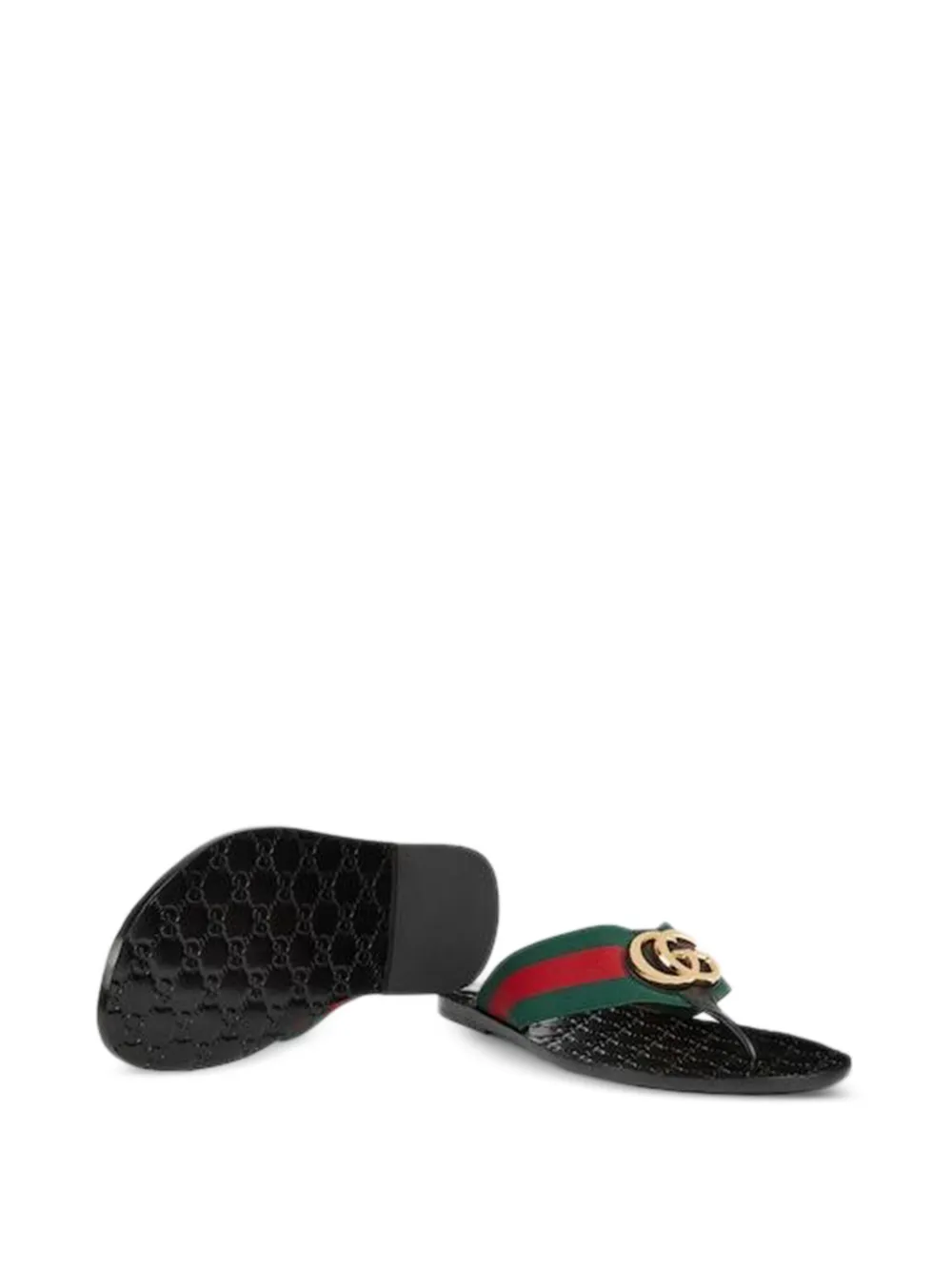Gucci Riviera striped logo-detail sandals Groen