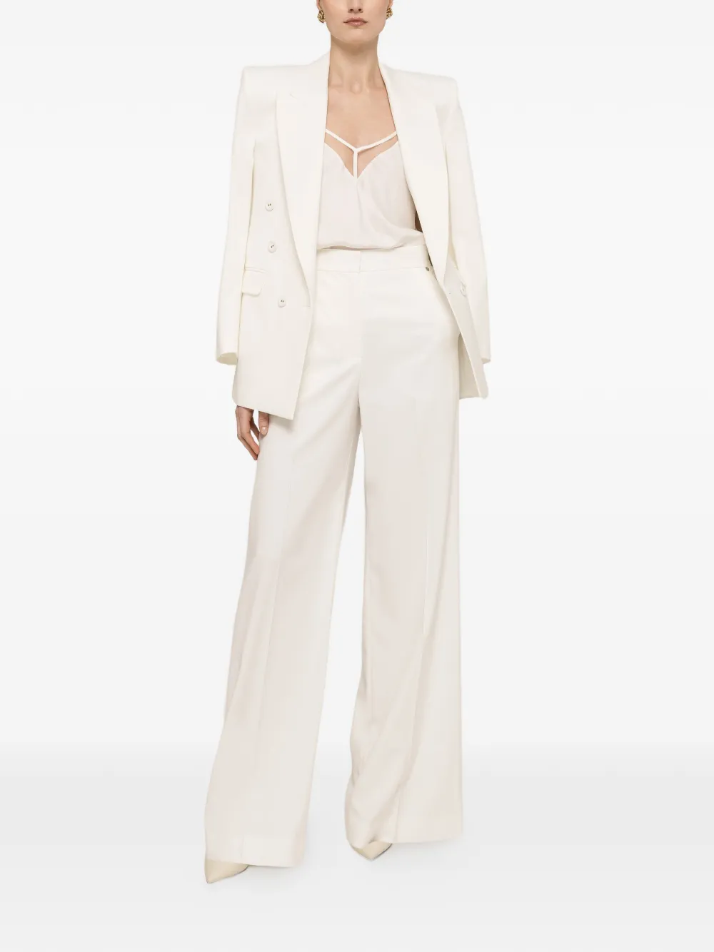 NISSA Viscose top met tulen-inzetstuk Wit