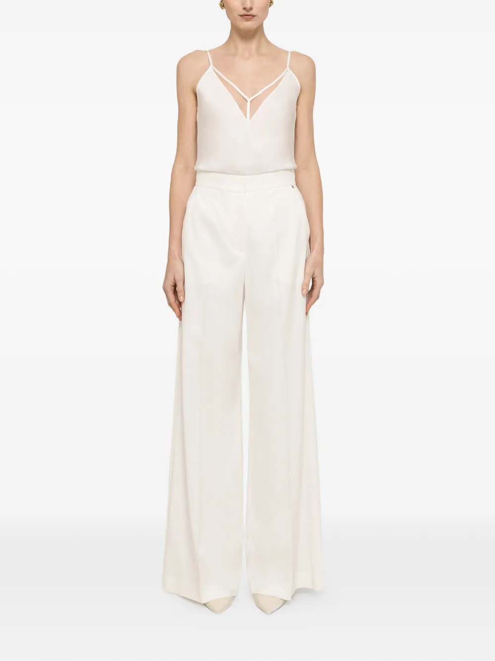 NISSA Viscose top met tulen-inzetstuk Wit