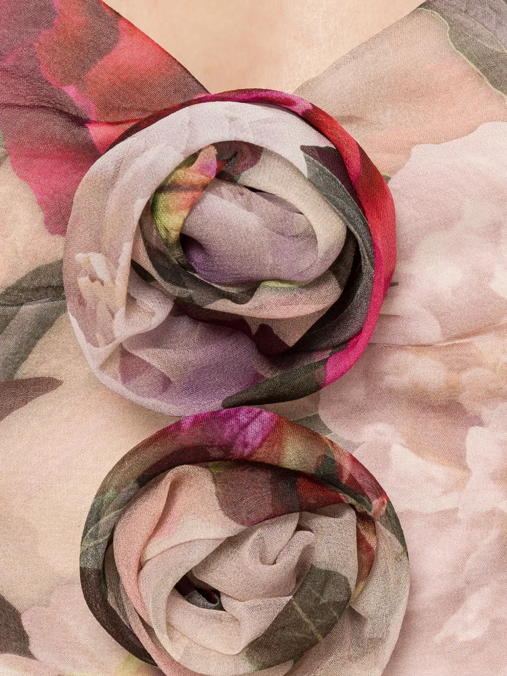 NISSA Zijden jurk met bloemenprint Beige