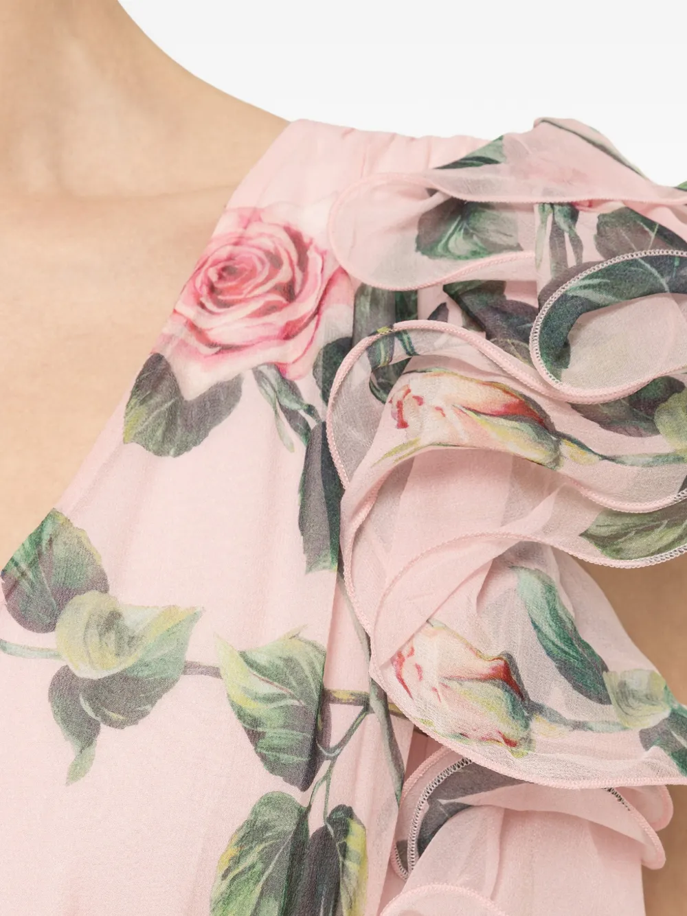 NISSA Zijden jurk met ruches en bloemenprint Roze