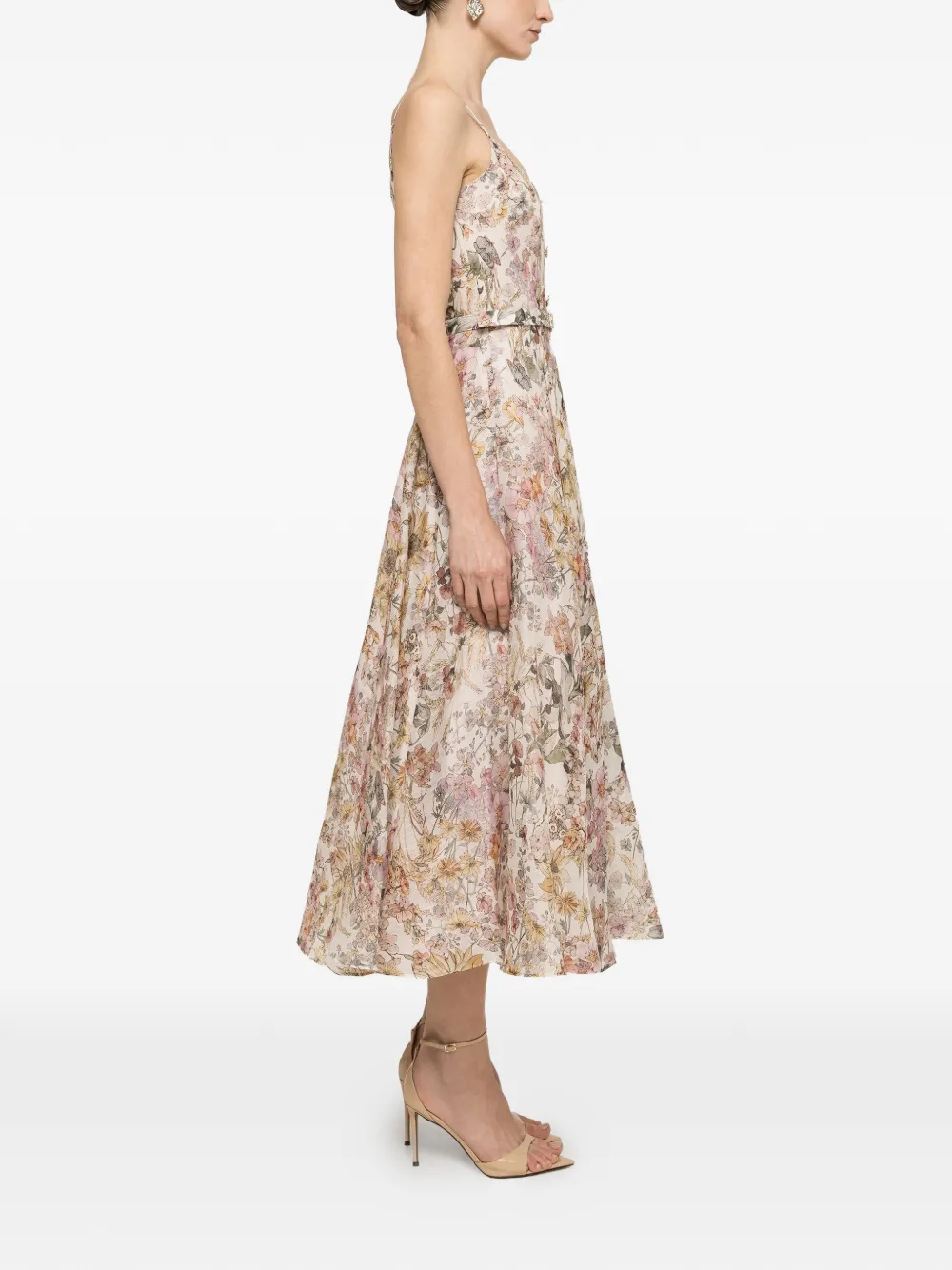 NISSA Jurk met bloemenprint Beige