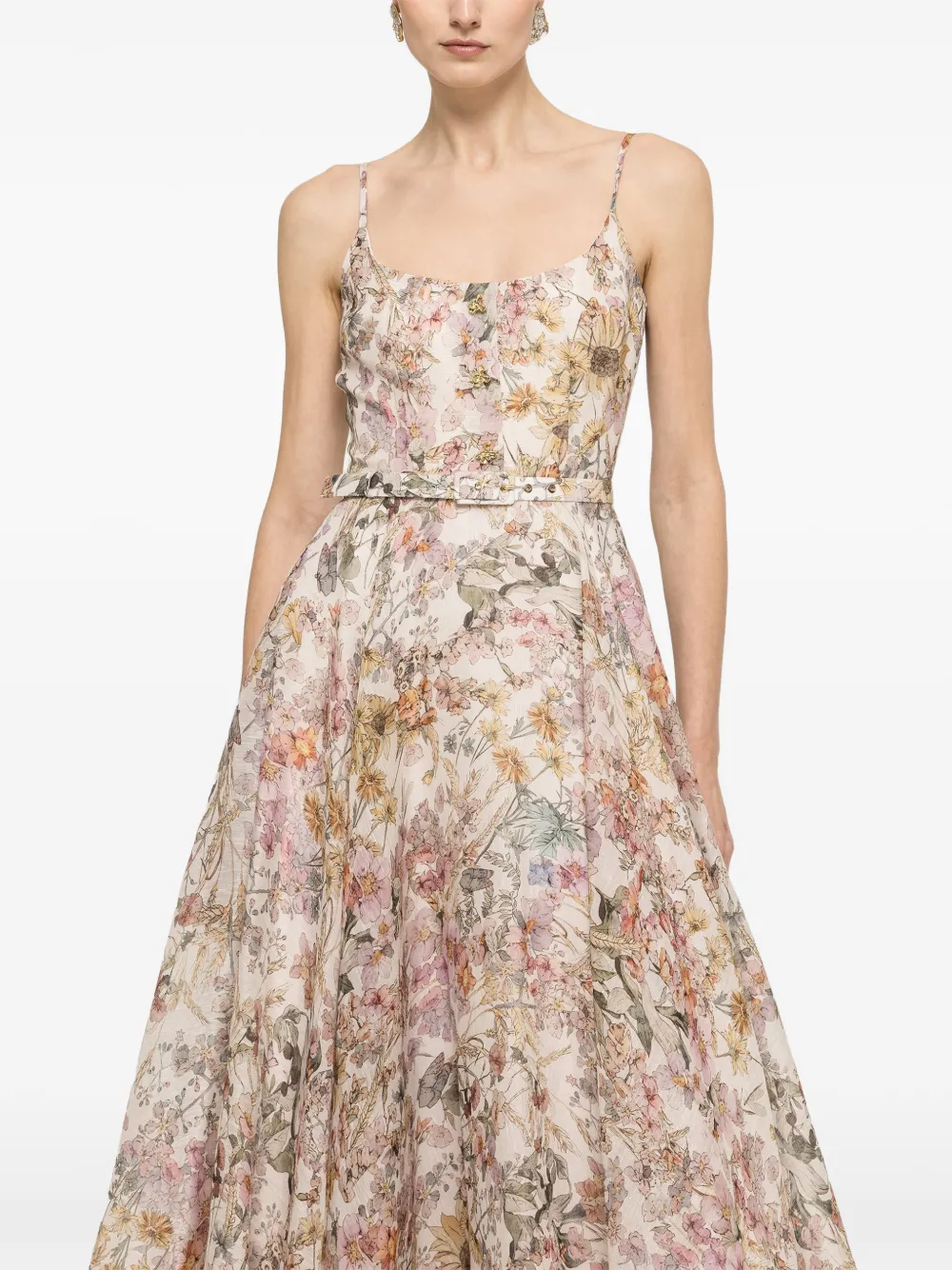NISSA Jurk met bloemenprint Beige