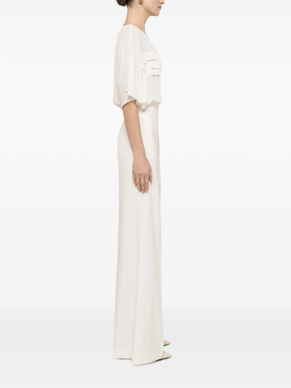 NISSA Chiffon geplooide top Beige