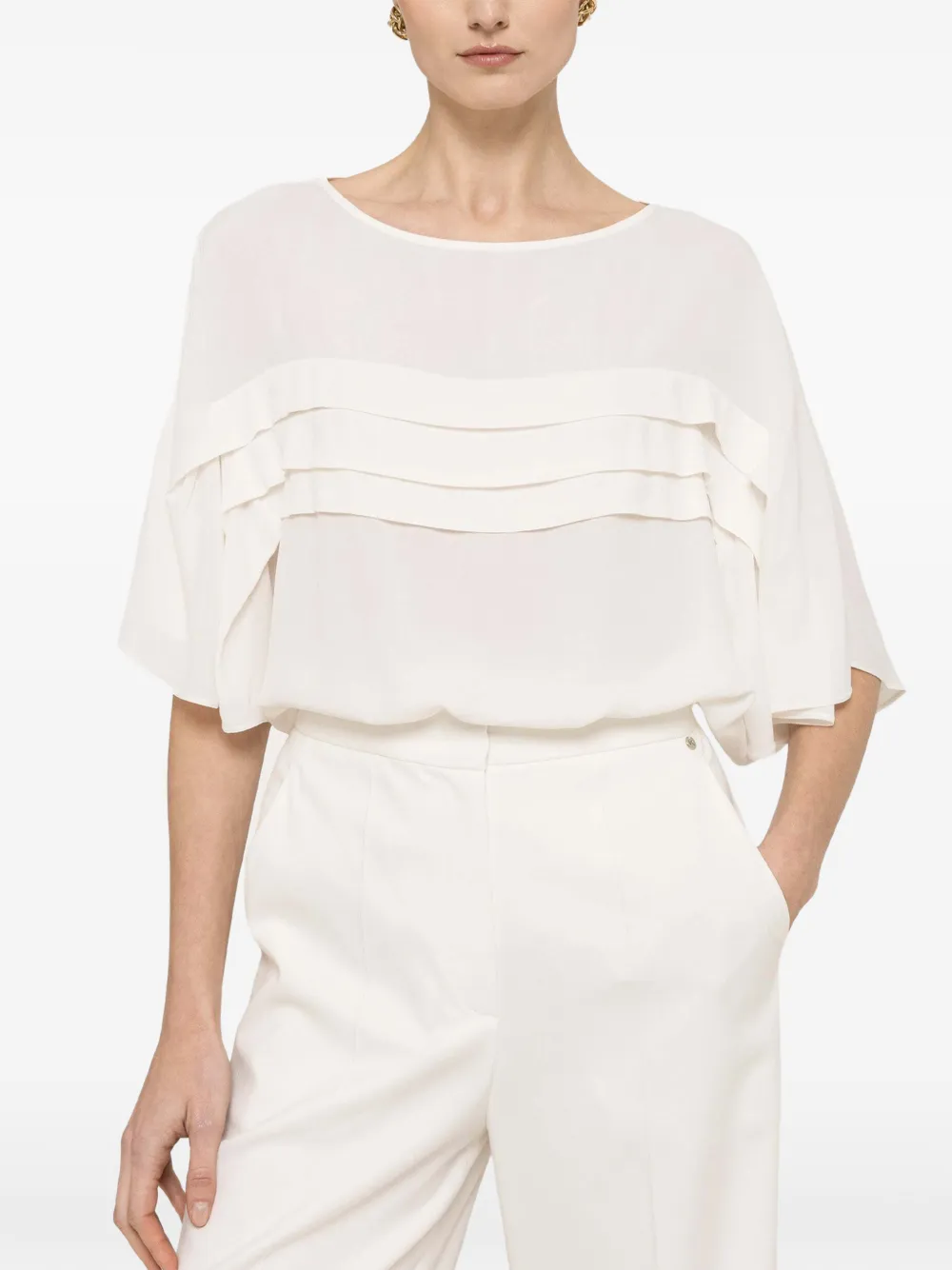 NISSA pleat chiffon top - Toni neutri