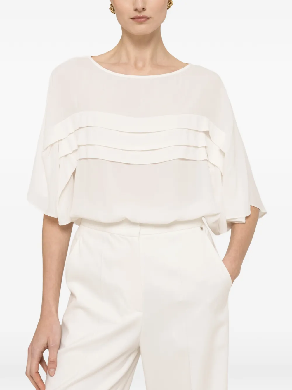 NISSA pleat chiffon top - Toni neutri