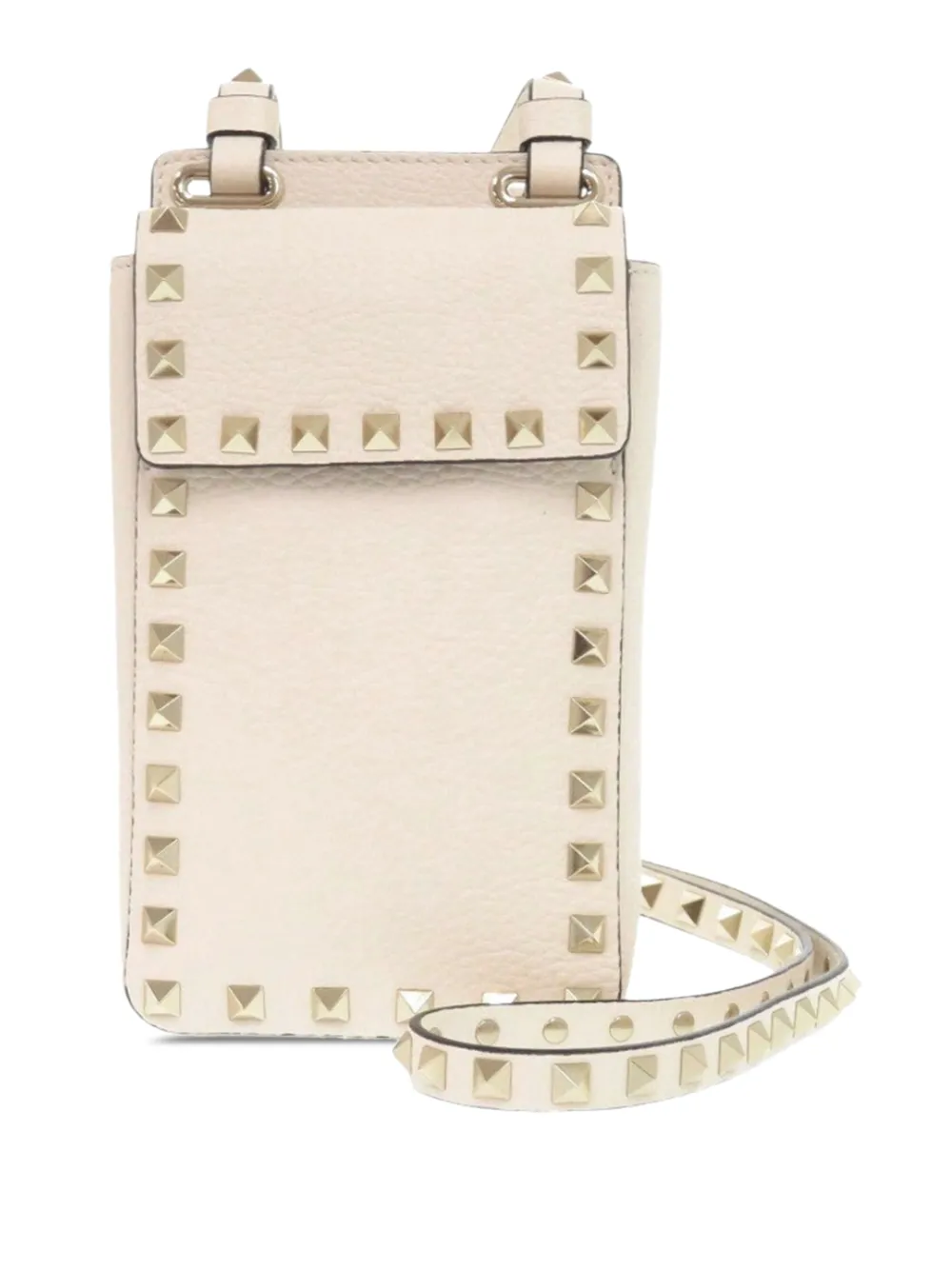 Valentino Garavani Pre-Owned 2000-2017 Leather Rockstud Spike Phone Case crossbody bag – White
