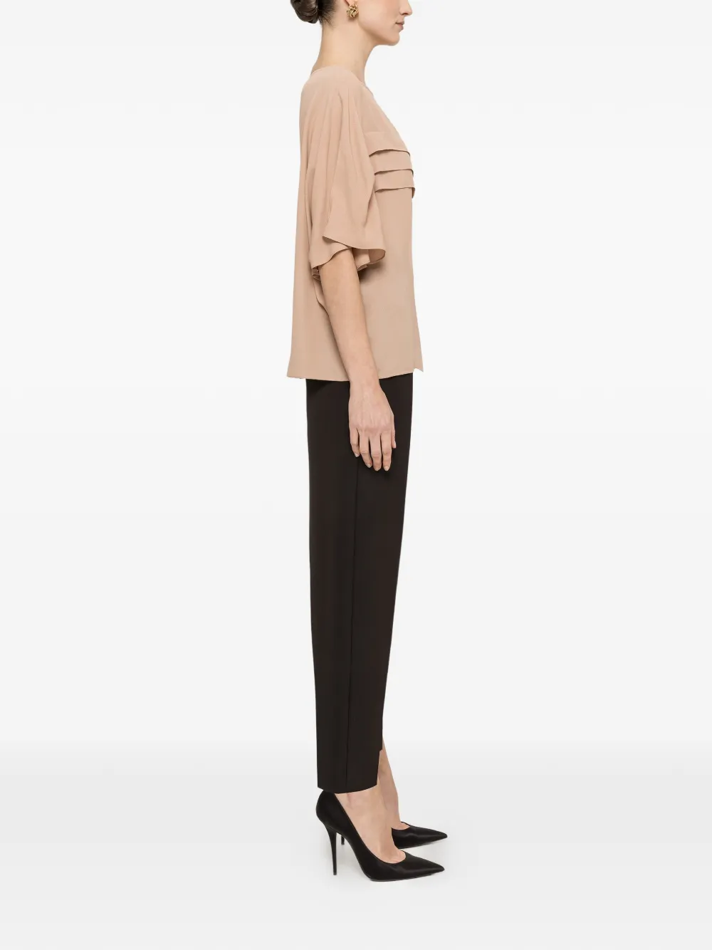 NISSA Chiffon top met geplooid detail Beige