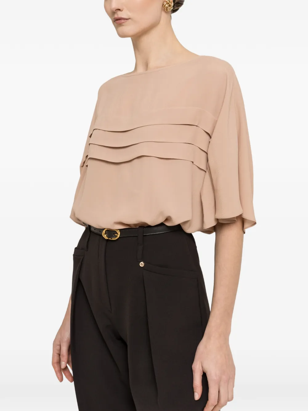 NISSA pleat-detail chiffon top - Toni neutri