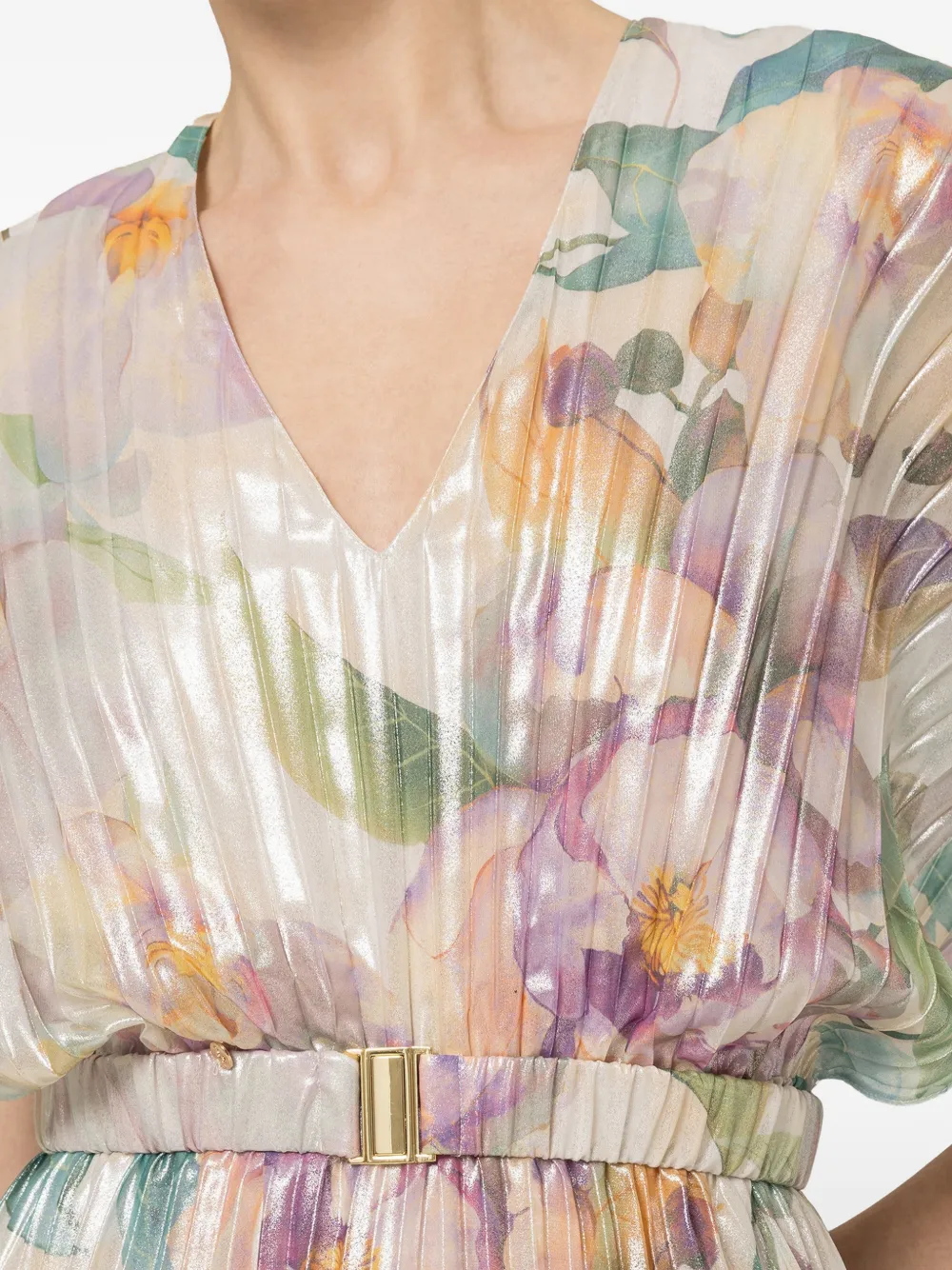 NISSA Midi-jurk met bloemenprint Beige