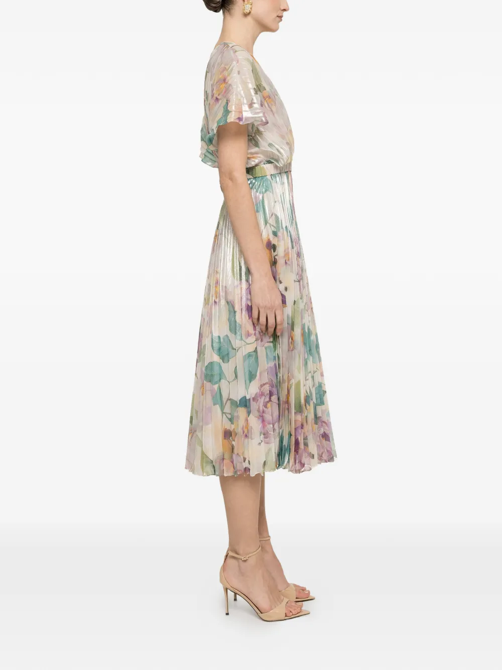 NISSA Midi-jurk met bloemenprint Beige
