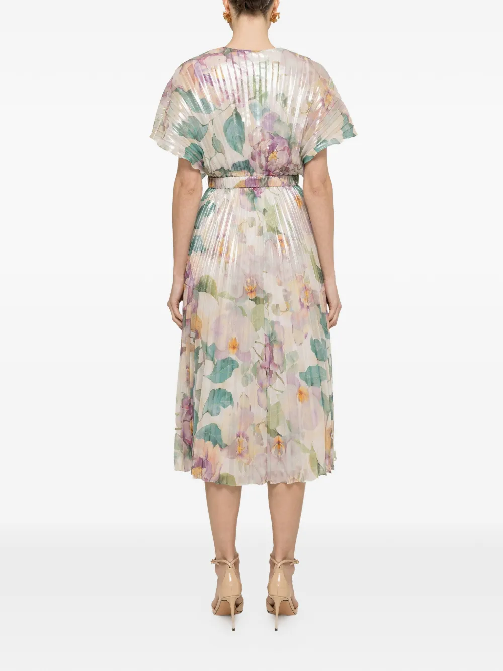 NISSA Midi-jurk met bloemenprint Beige