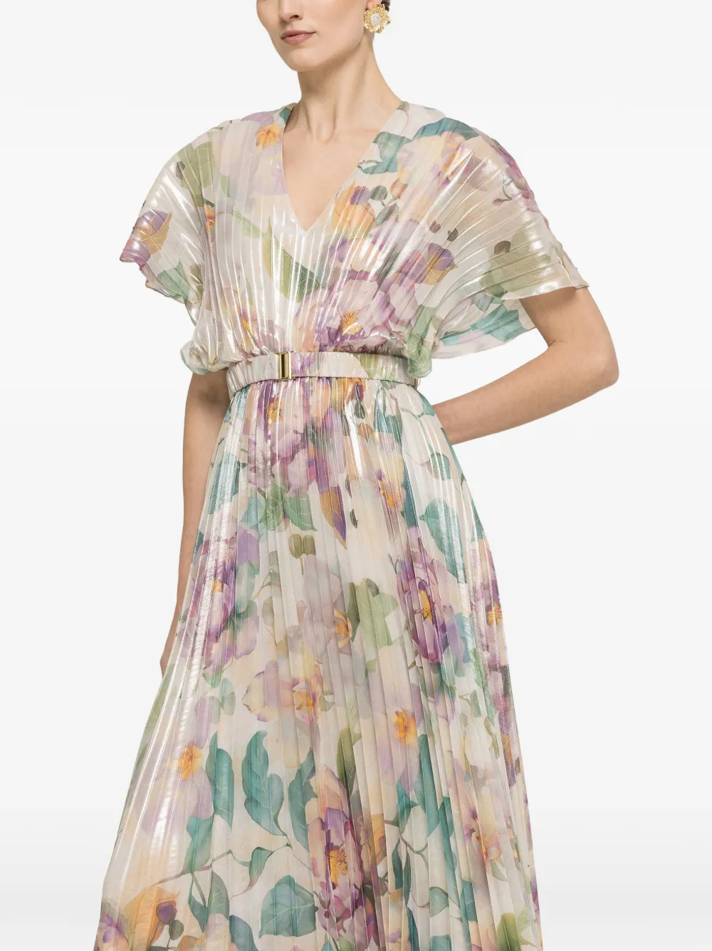 NISSA Midi-jurk met bloemenprint Beige