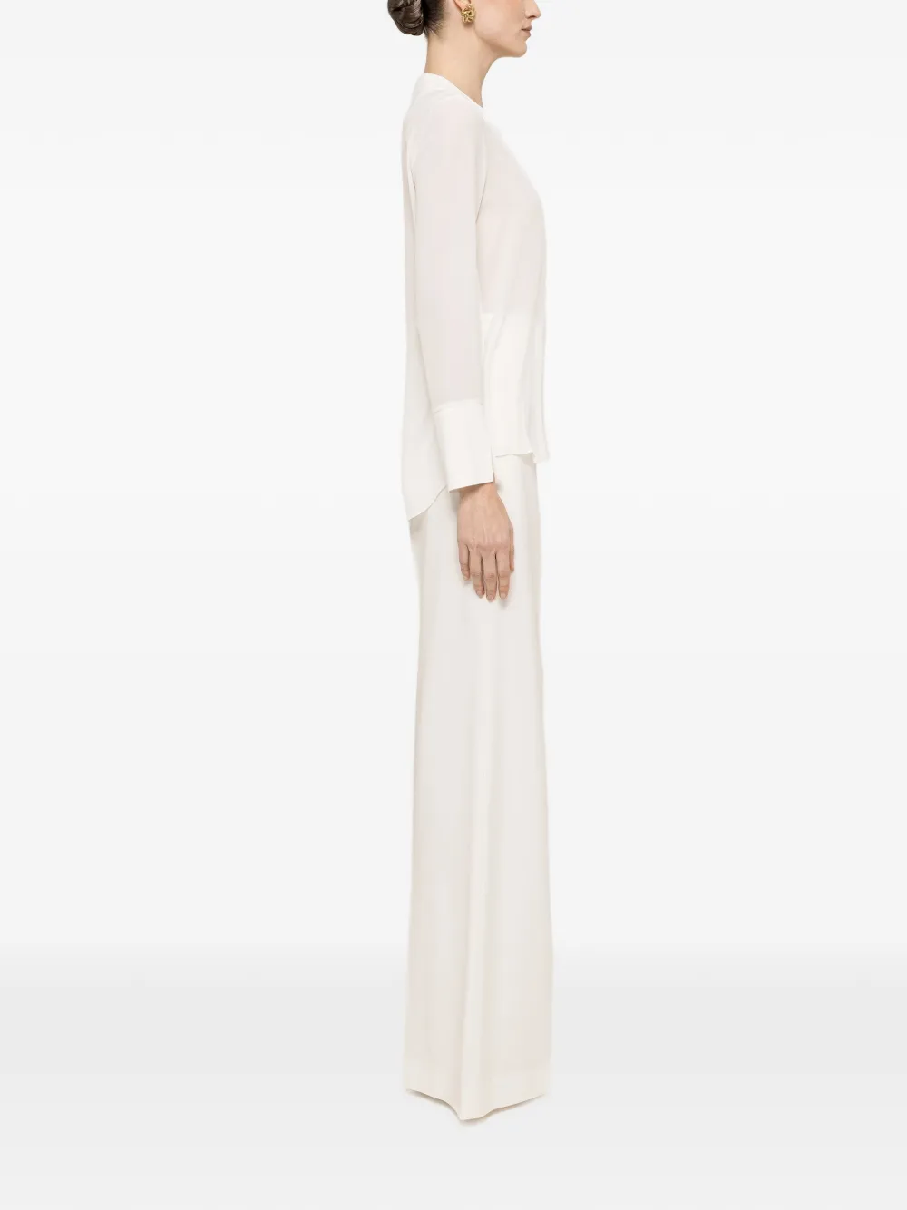 NISSA Chiffon top met V-hals Wit