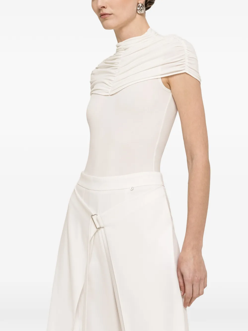 NISSA ruched detail bodysuit - Weiß