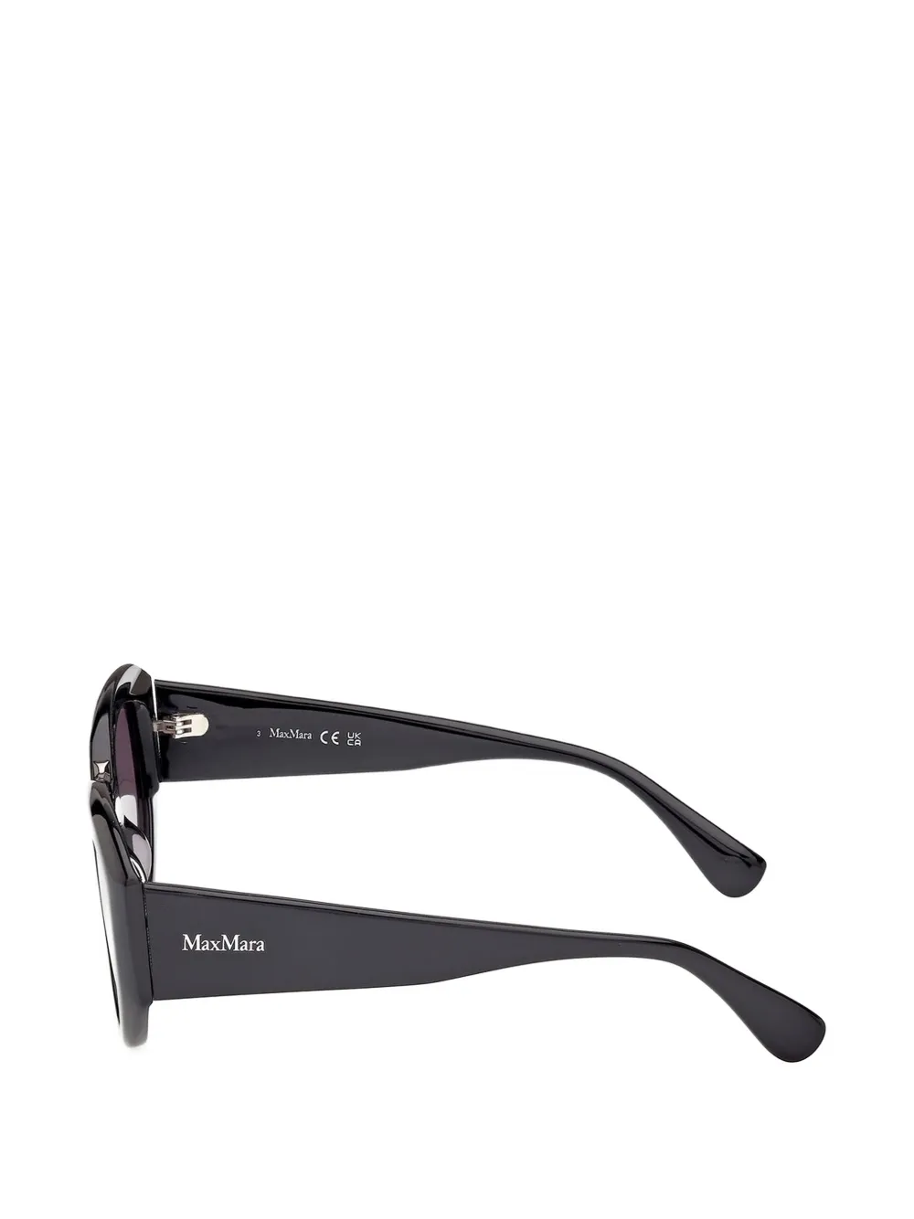 Max Mara Eyewear Glanzende zonnebril met ovalen montuur Zwart