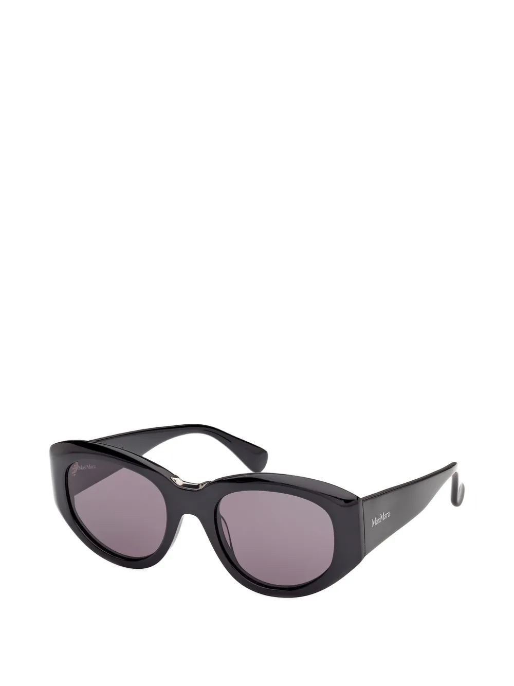 Max Mara Eyewear Glanzende zonnebril met ovalen montuur Zwart