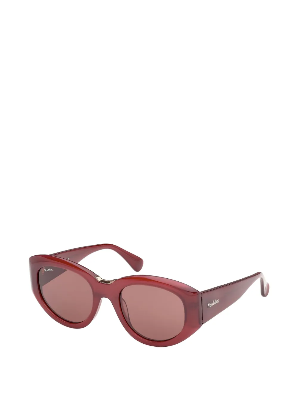 Max Mara Eyewear Glanzende zonnebril met ovalen montuur Rood
