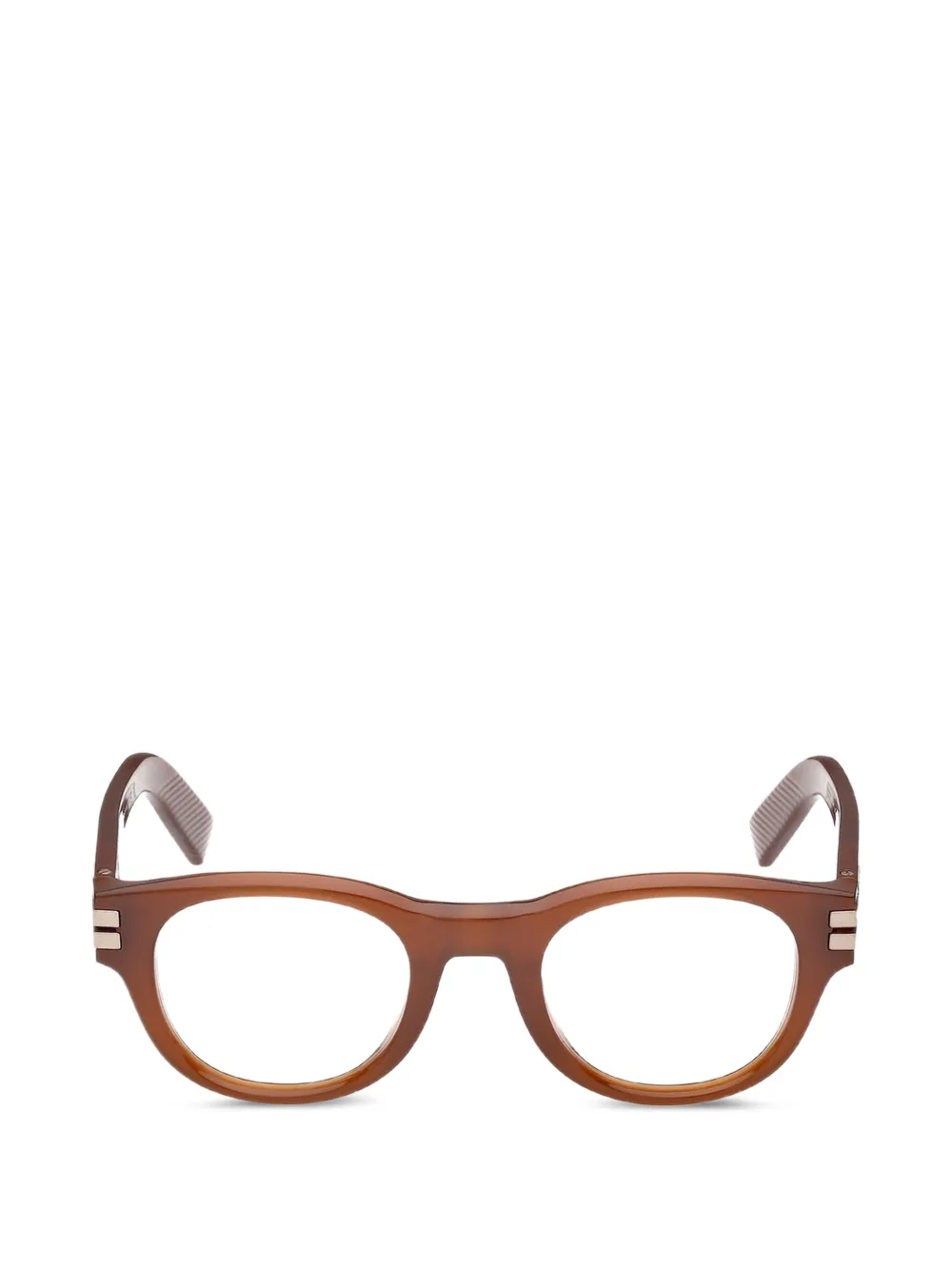 Zegna Brille mit rundem Gestell - Braun