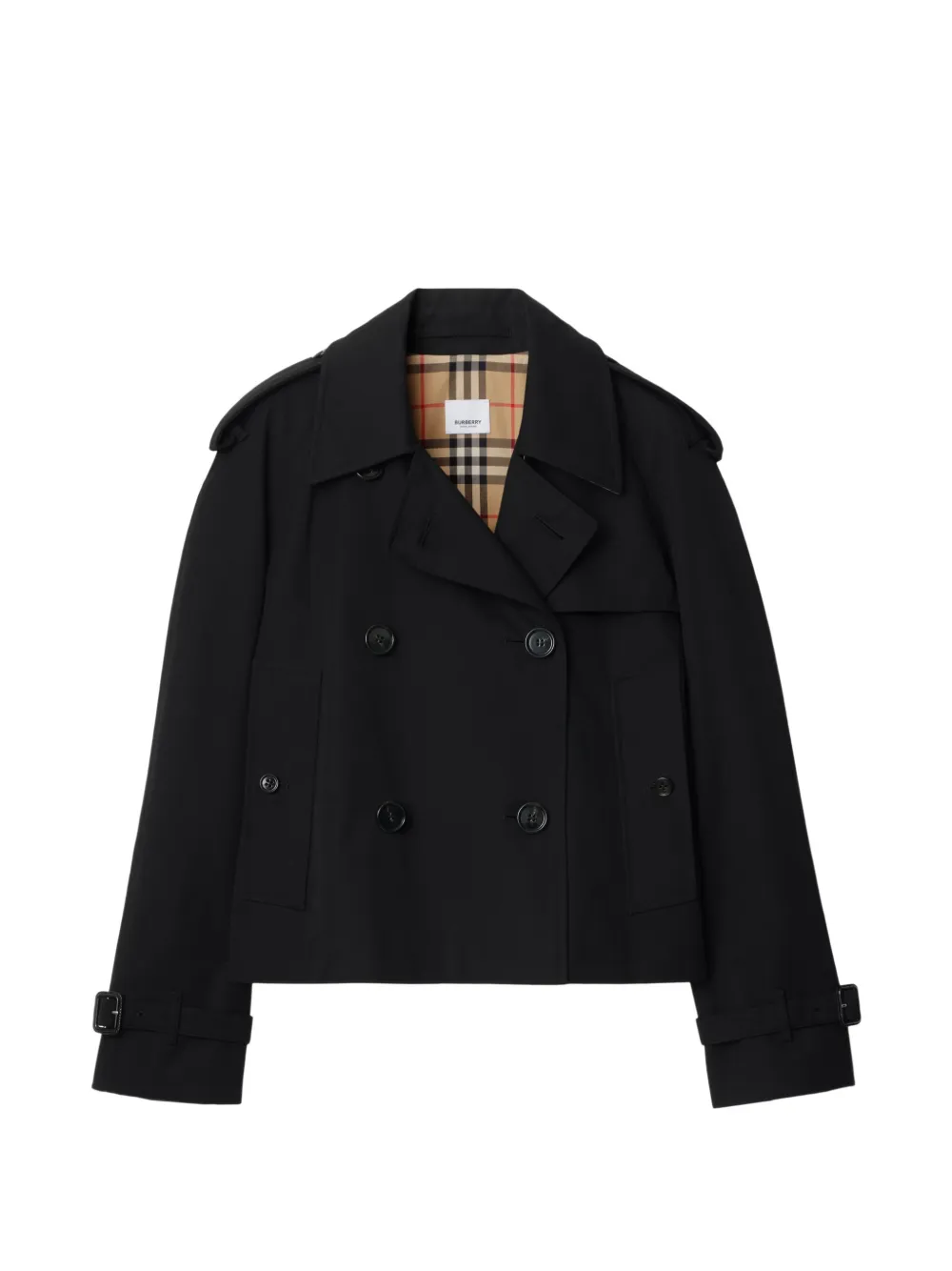 Burberry cropped gabardine Mayfair trench jacket - Schwarz