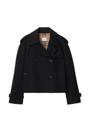 Burberry Trench Coat Mayfair Cropped | Preto | FARFETCH BR
