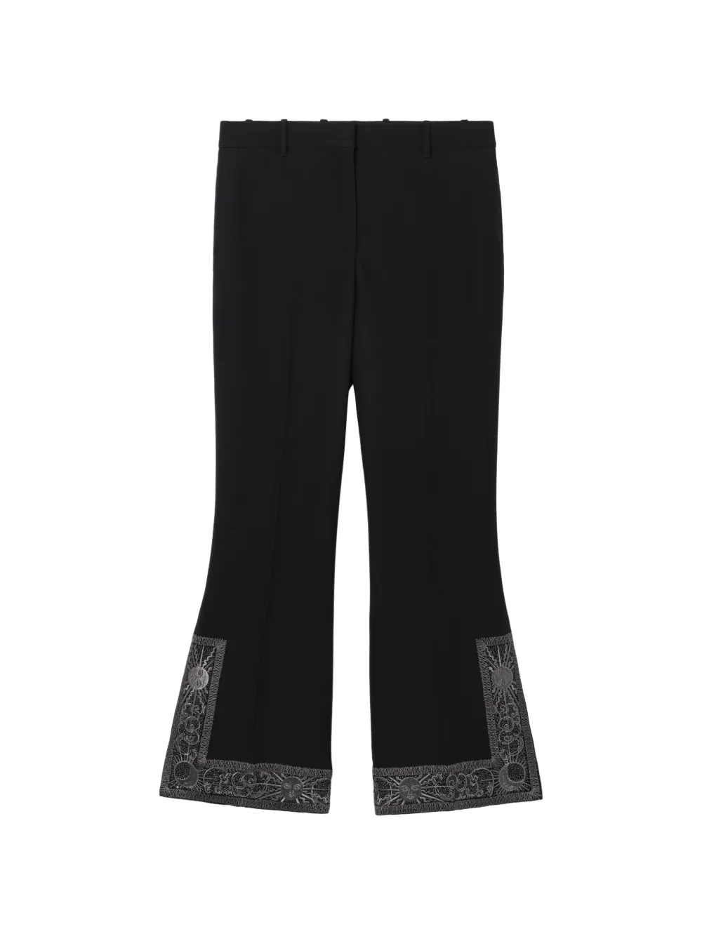 Burberry cropped embroidered wool silk flared trousers - Nero