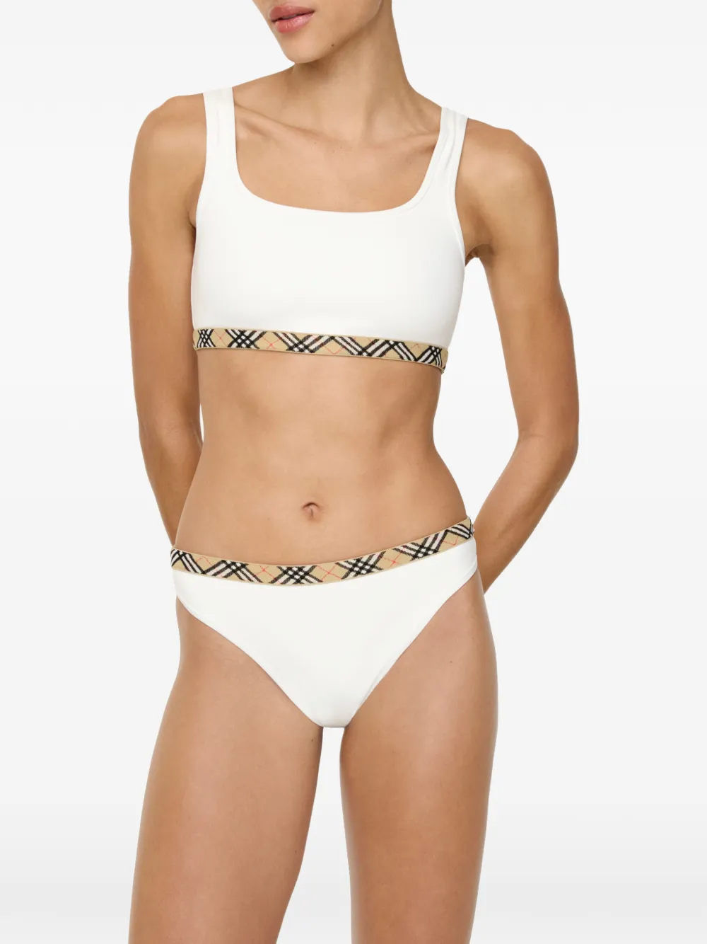 Burberry Bikinitop met geruite afwerking Wit