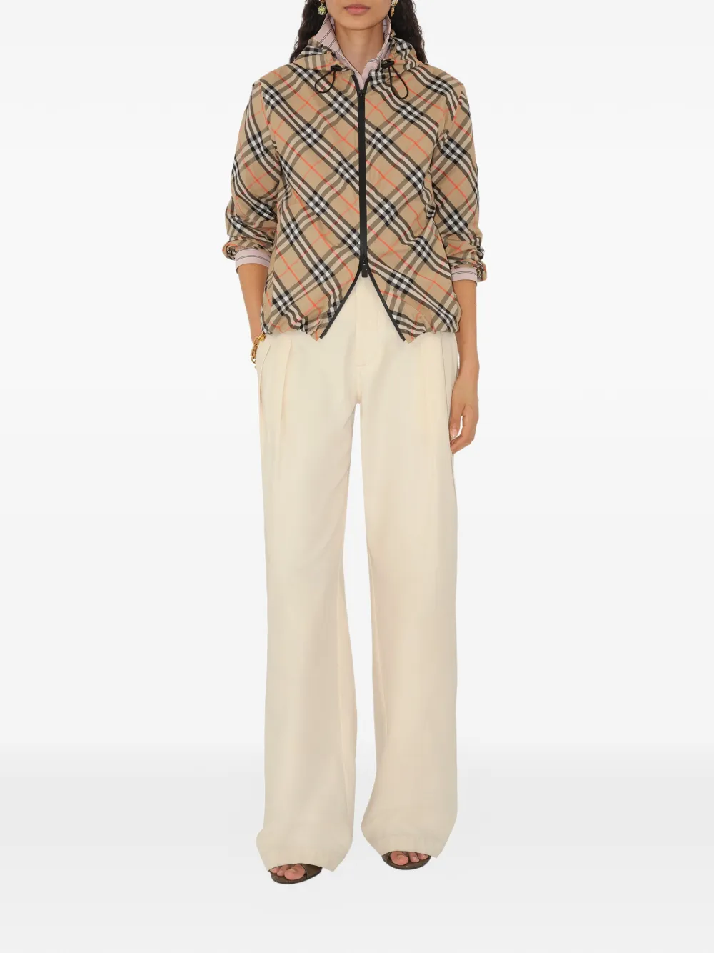 Burberry Check jack met capuchon Beige