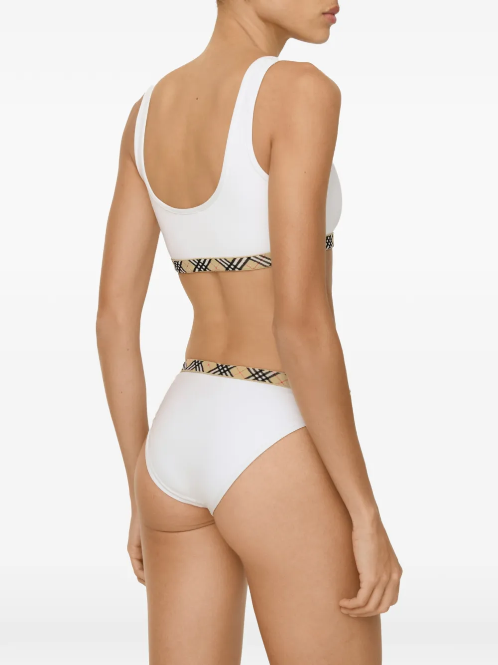 Burberry Bikinislip met geruite afwerking Wit