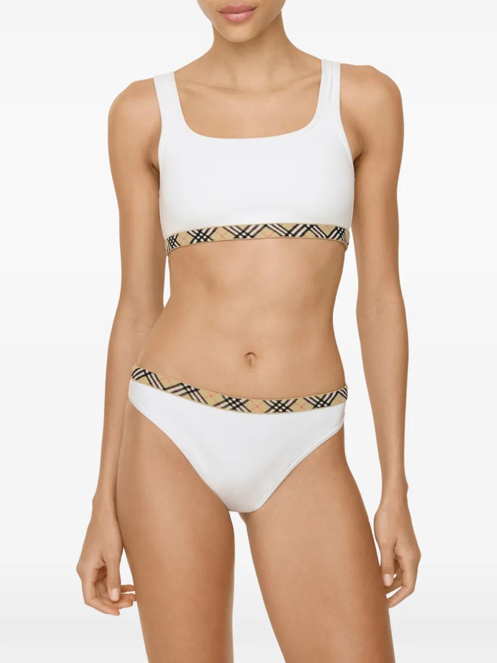 Burberry Bikinislip met geruite afwerking Wit