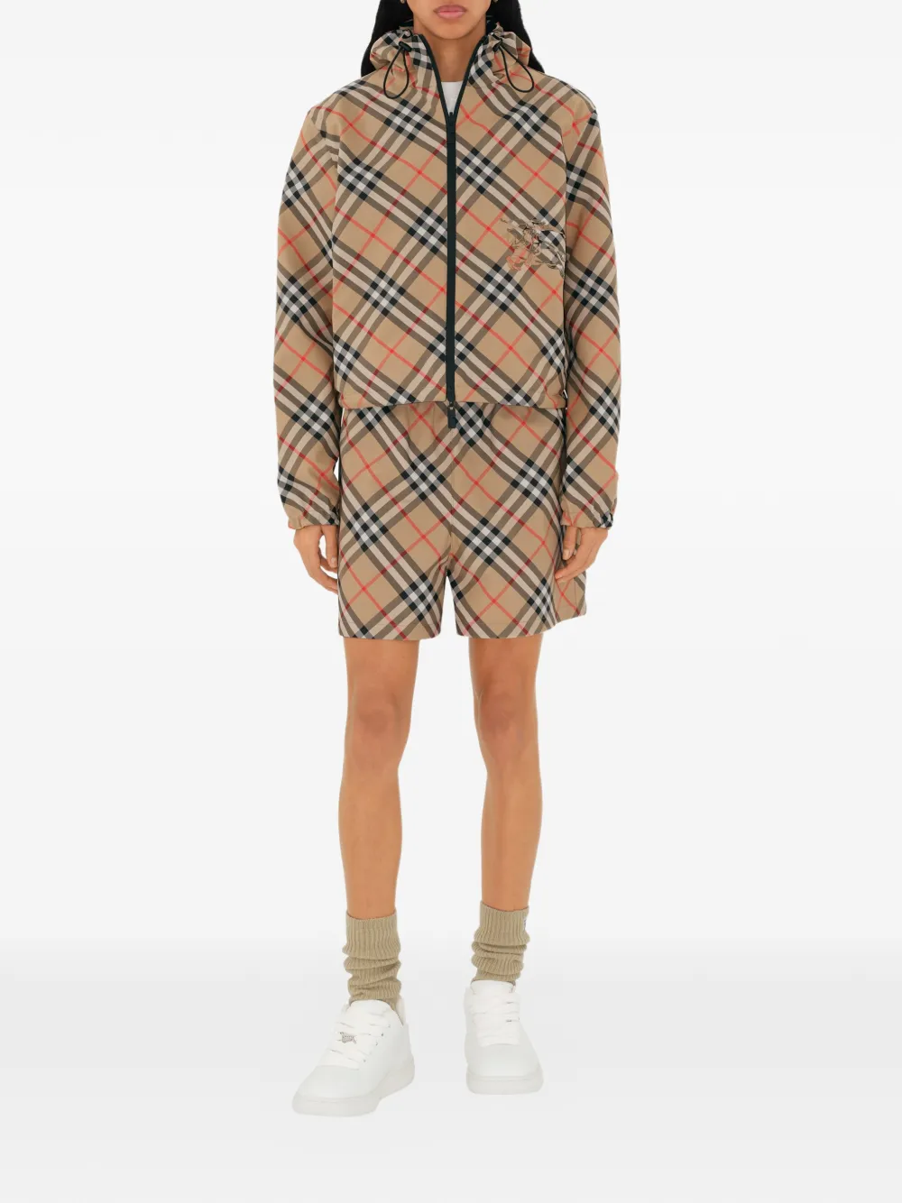 Burberry Cropped omkeerbaar geruit jack Beige