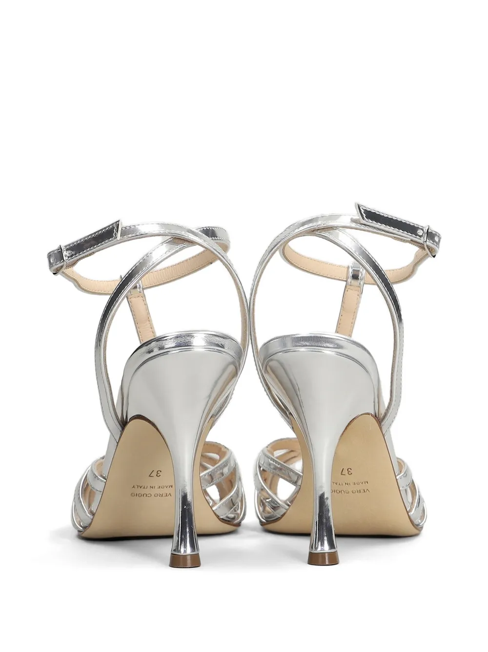 Anna F. metallic-finish T-bar sandals Zilver