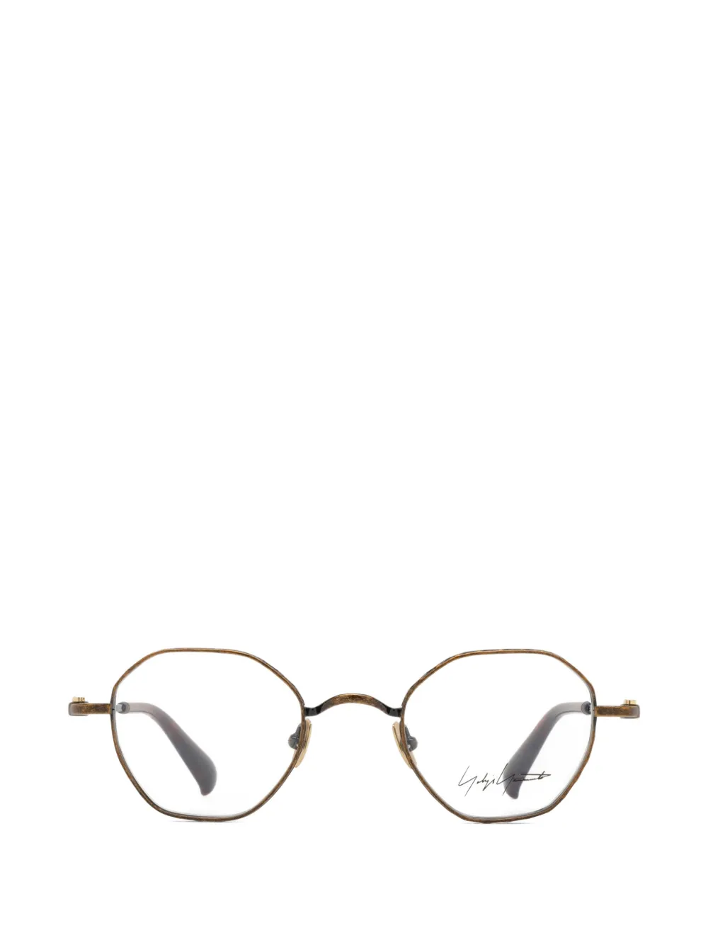 Yohji Yamamoto geometric-frame titanium glasses - Marrone