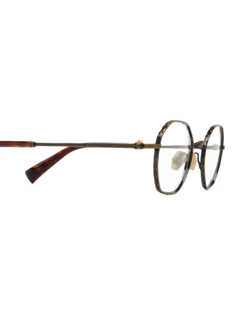 Yohji Yamamoto Bril met geometrisch montuur Bruin