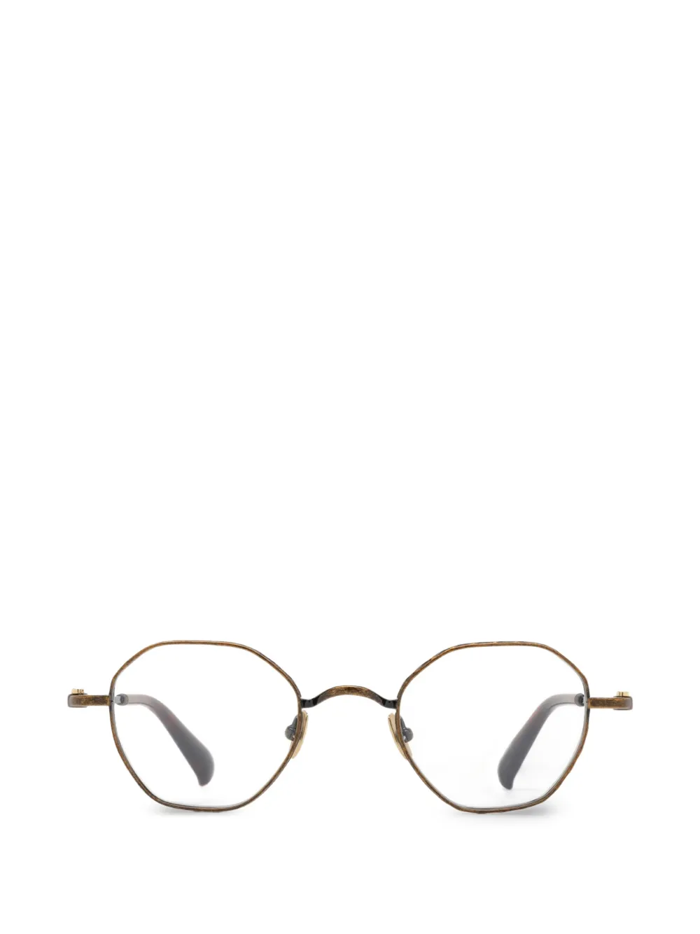 Yohji Yamamoto geometric-frame titanium glasses - Marrone
